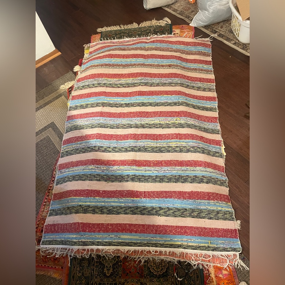 Handmade Antique Rag Rug – Near Perfect Condition (Approx. 4' x 6')